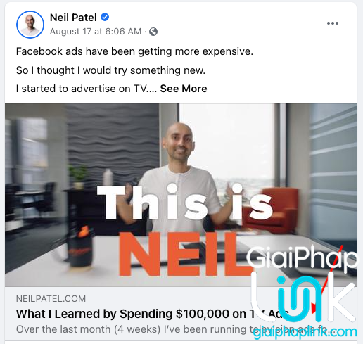 Cách viết Meta Description - Neil Patel Facebook Video với Meta Description